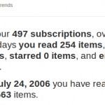 Mis estadísticas en Google Reader: poca lectura en los últimos 30 días gracias a las vacaciones.
