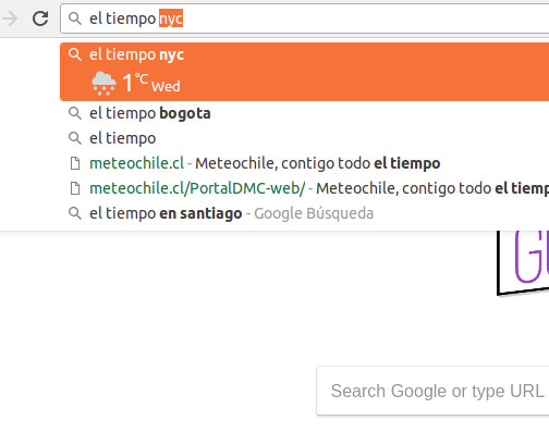 La imagen muestra la barra de búsqueda de Google en Chrome