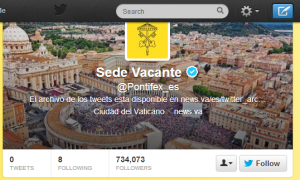 La cuenta de Twitter también muestra la Sede Vacante.