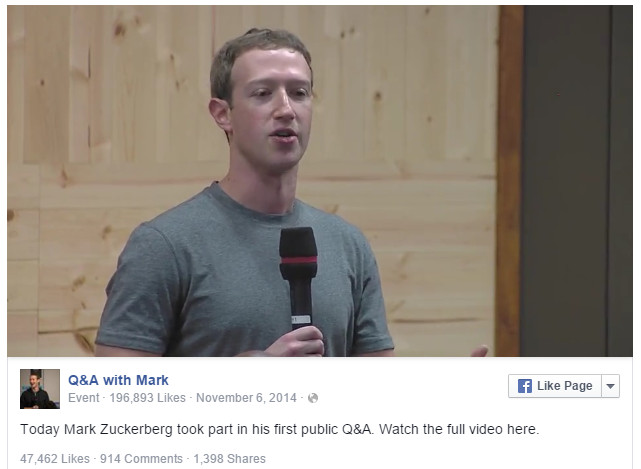 Mark Zuckerberg respondiendo preguntas acerca de Facebook