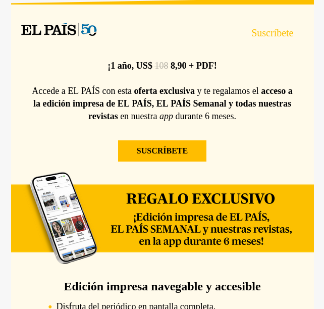 Precio muy bajo para suscribirse a El País.