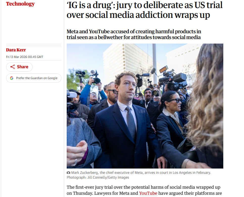 Una de las publicaciones de The Guardian acerca del juicio.